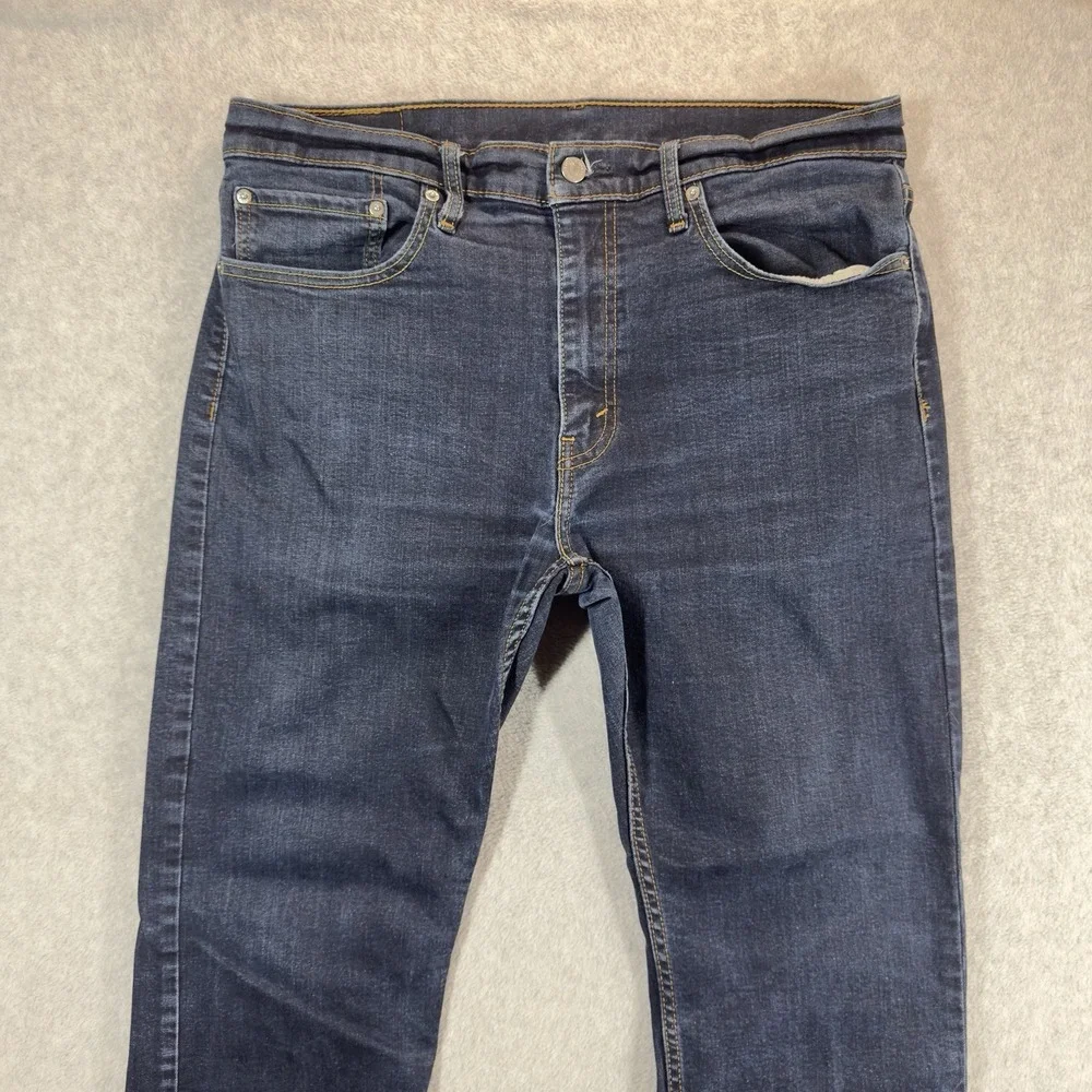 Levis 502‎ Jeans Mens 36x28 Blue Regular Tapered Mid Rise Stretch Dark Wash